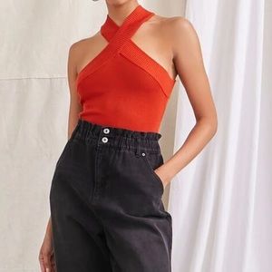 Forever 21 NWOT Orange Criss Cross Knit Top